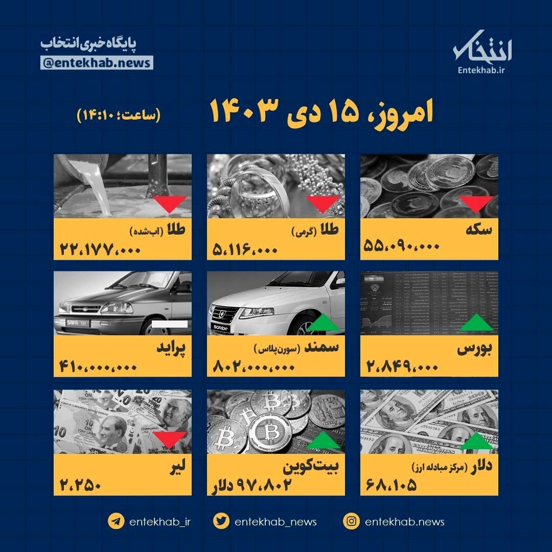 اینفوگرافیک / امروز ۱۵ دی قیمت ها چقدر است؟